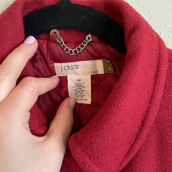 $90 J. CREW LINED WOOL COAT | RED | PETITE MEDIUM - Picture 2 of 12